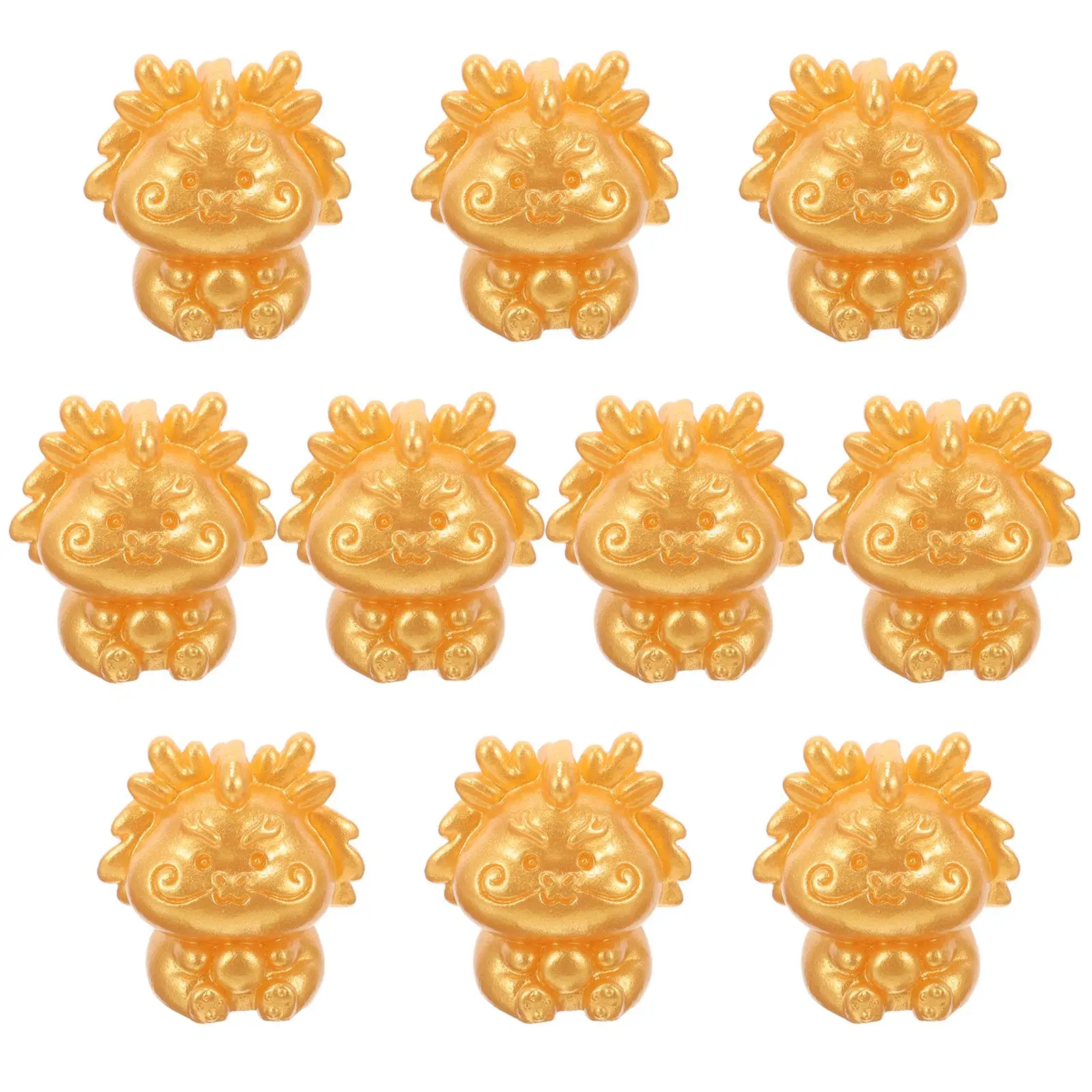 

10 Pcs Golden Resin Dragon Figurines Decorative Statues for Living Room Desk Office Miniature Ornaments Crafts