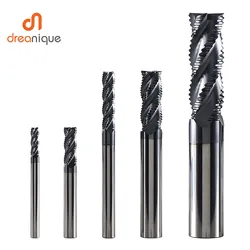 Fresa de desbaste de carboneto sólido, 4 flauta, fresa cnc, broca de roteador para 50 hrc, usinagem de desbaste de metal, 6mm a 20mm