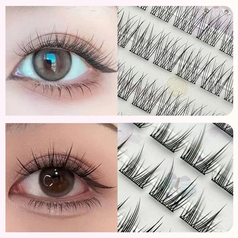 新しい再利用可能な接着剤不要のつけまつげ、6列の個別まつげ、クラスタまつげ