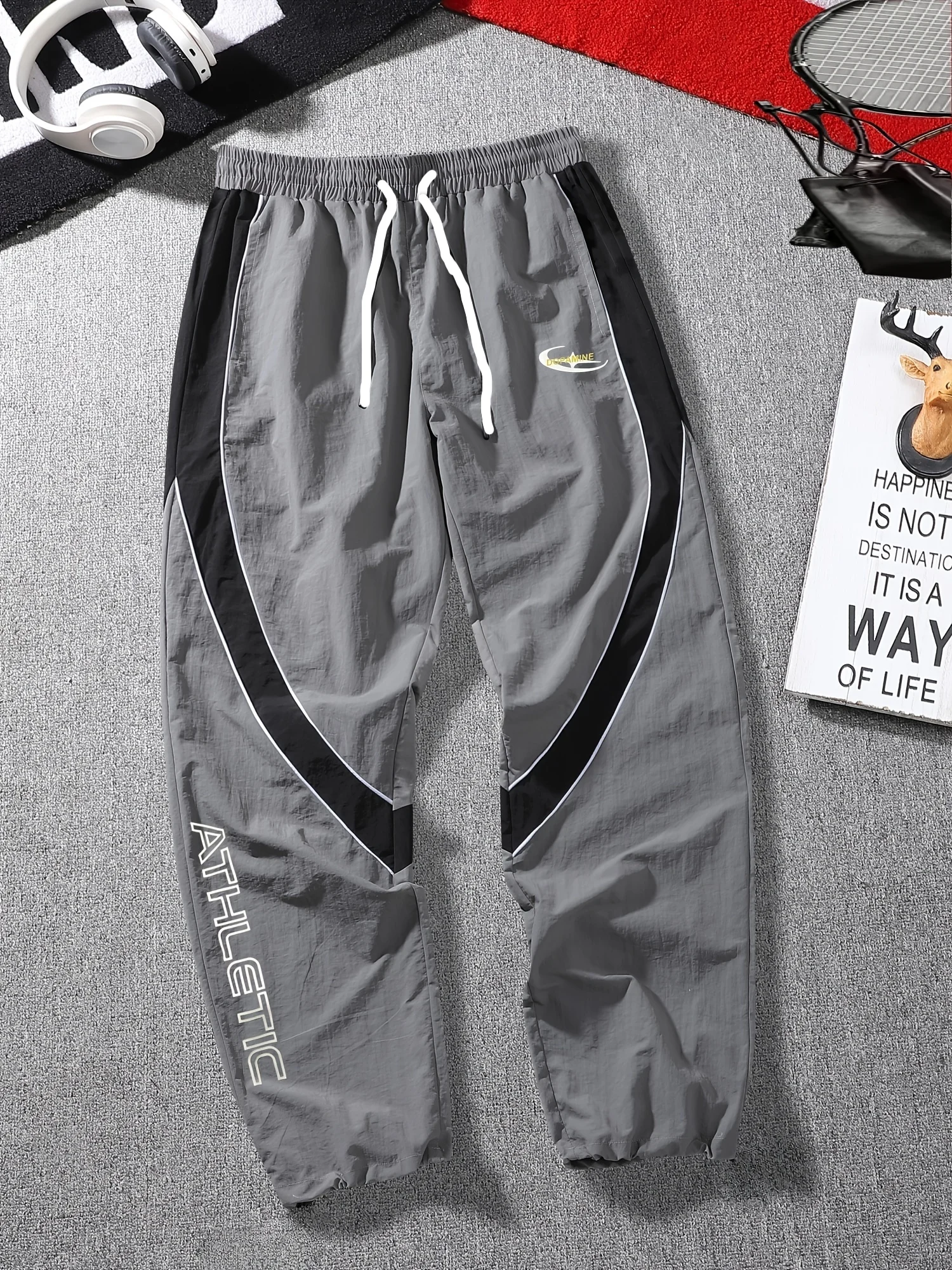 2026 Sommer Schwarze ATHLETIC Print Schnelltrocknende Hose mit Elastischem Bund, Locker Sitzende Streetwear-Hose für Sport und Alltag Kinder – Detail 4