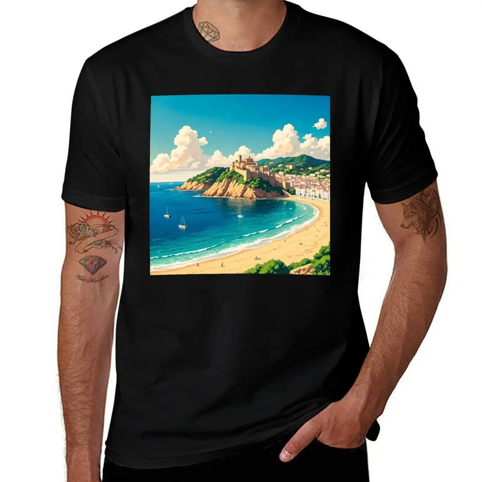 

Castle of Tossa de Mar: Medieval Fortress on the Mediterranean T-Shirt kawaii clothes anime clothes korean fashion men tshirt