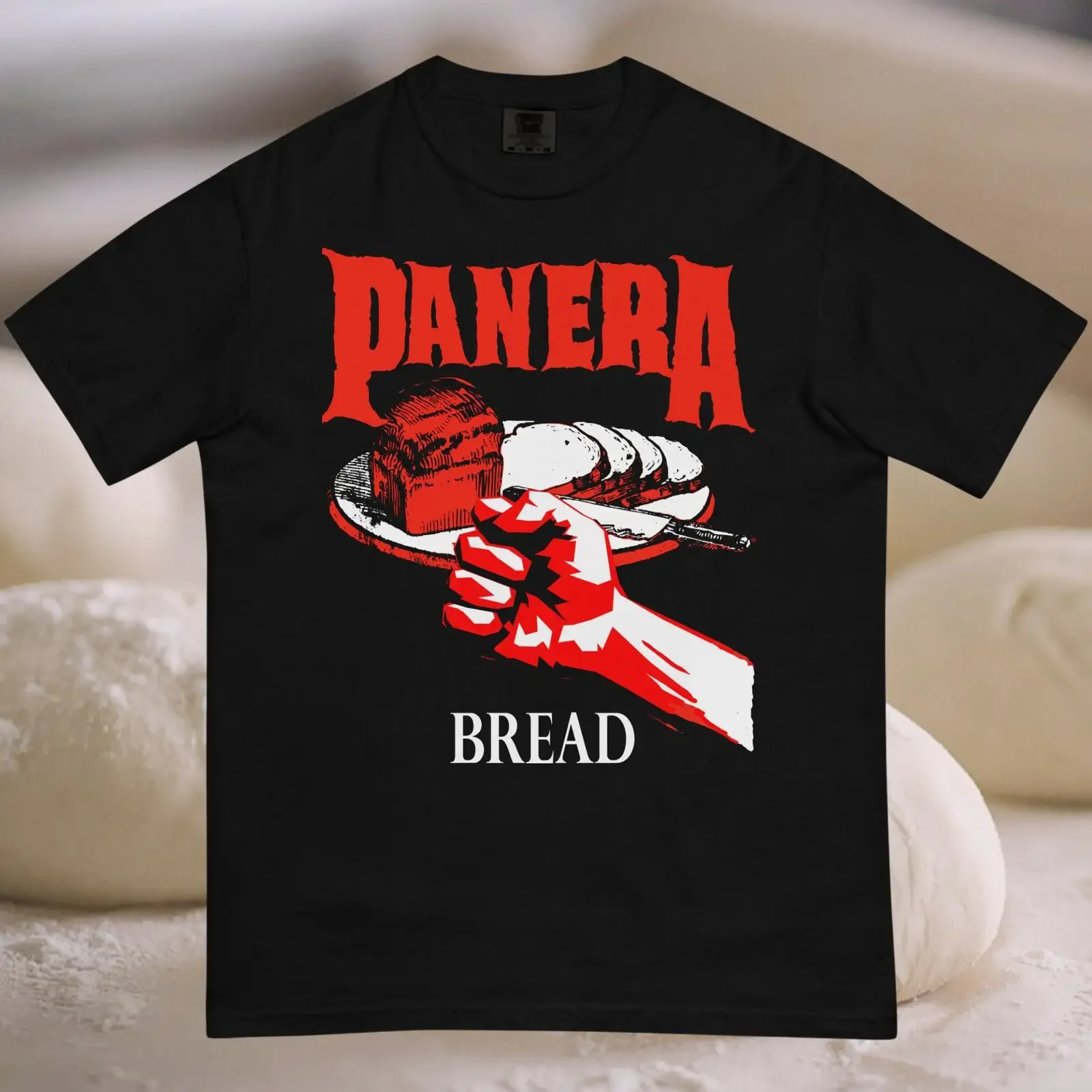 Panera Bread Parody Thrash Metal Funny Vulgar Display of Black Casual  T Shirt vintage Washed Comfortable streetwear
