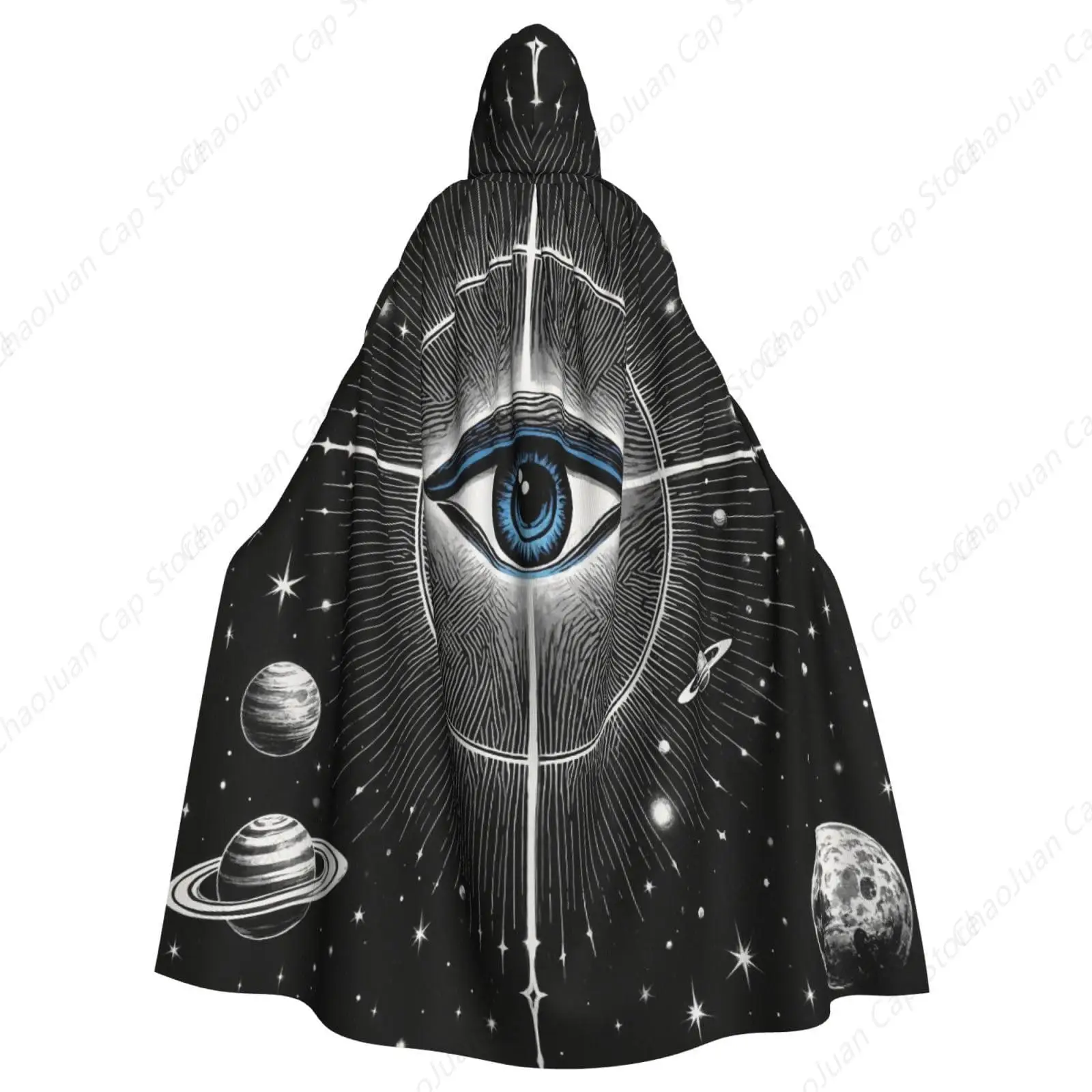 Goth Moon Phase Gothic Witch Halloween Spooky Hooded Robe Cloak Lightweight Overcoat Cloak For Halloween Cosplay Costumes