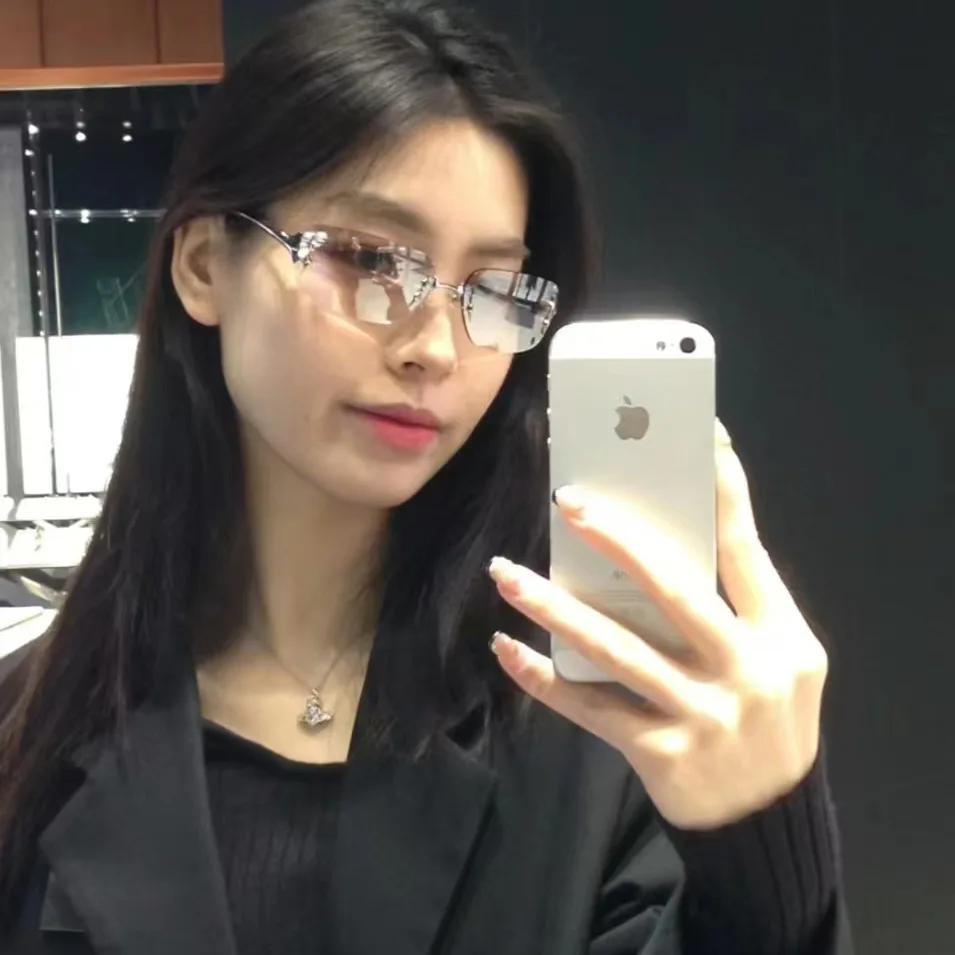 Y2K Stylish Rimless Sunglasses for Women Future Technology Sense Sun Glasses for Woman Korean Style Man Sun Glass