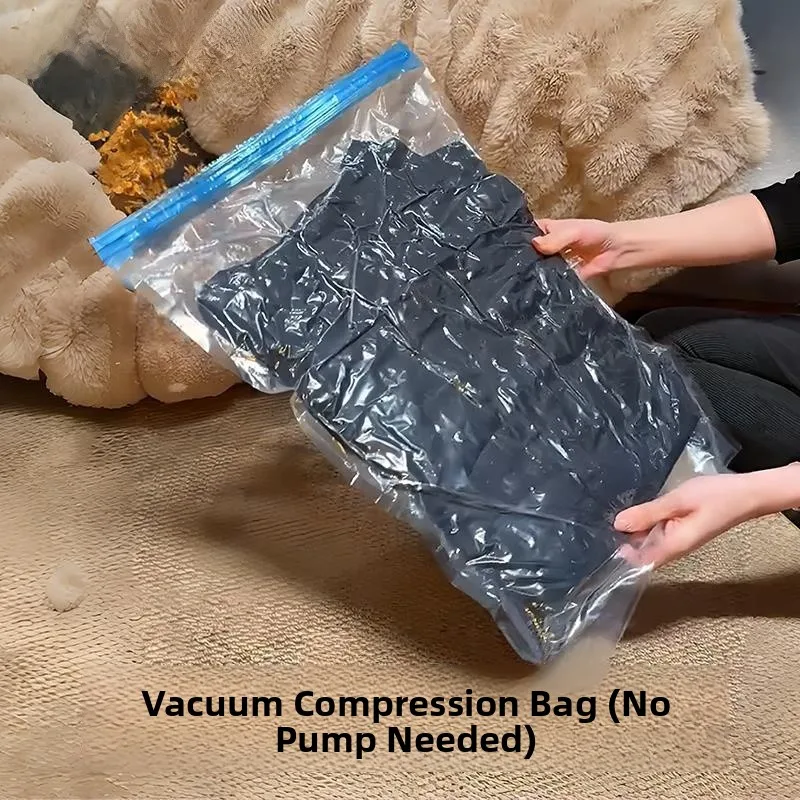 Travel Compression Bag Vacuum Hand Roll Non-Pumping Large down Jacket Underwear Sub-Bag Portable Space Saving Storage Bag