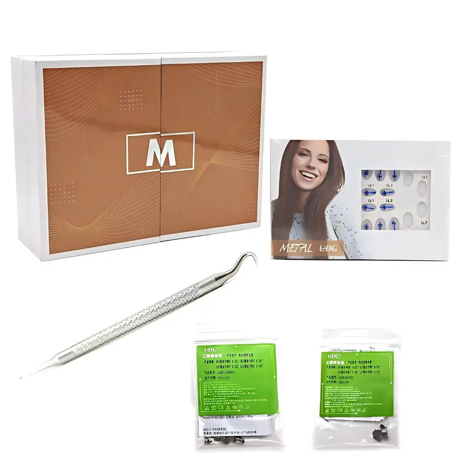 7-7 Full Orthodontic Kit Orthodontic Metal Self-Ligating Bracket Set Buccal Tubes 12 Packs Archwires 10 Movable Hooks 3-Hook