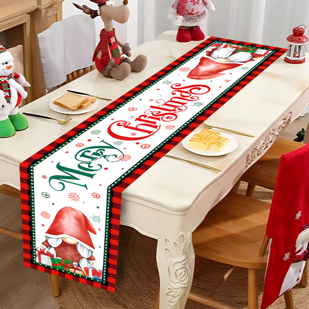 Christmas Table Runner Merry Christmas Decorations For Home 2024 Navidad Kerst Noel Natal Xmas Table Ornaments Decor New year