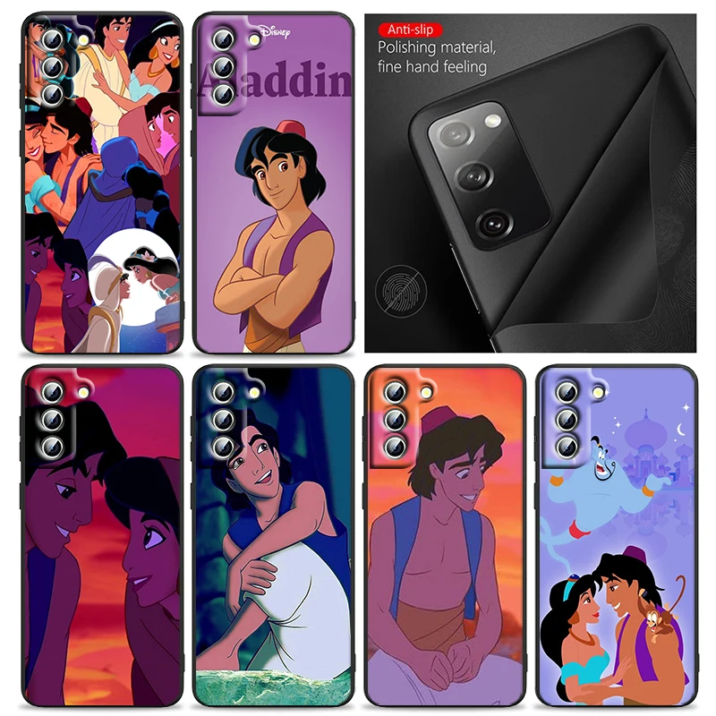 Disney Aladdin Phone Case For Samsung S24 S23 S22 S21 S20 FE S10 S10e Ultra Plus Lite Black Soft Cover