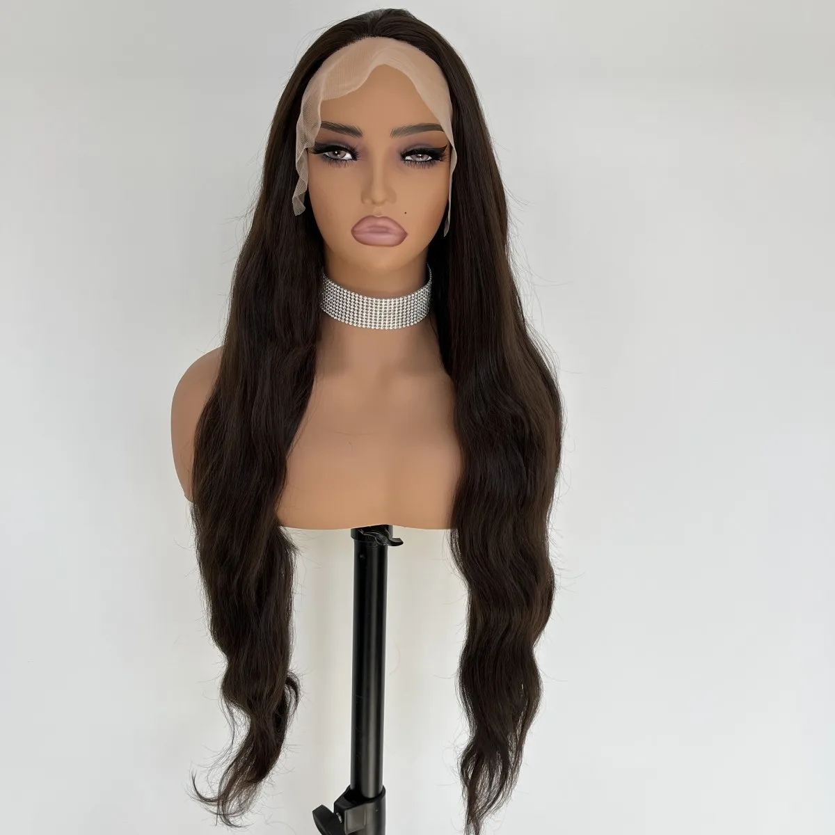 Full Head Daily wear Heat Resistant Hair Long Cosplay Brown T-Part Lace Front Wigs Female