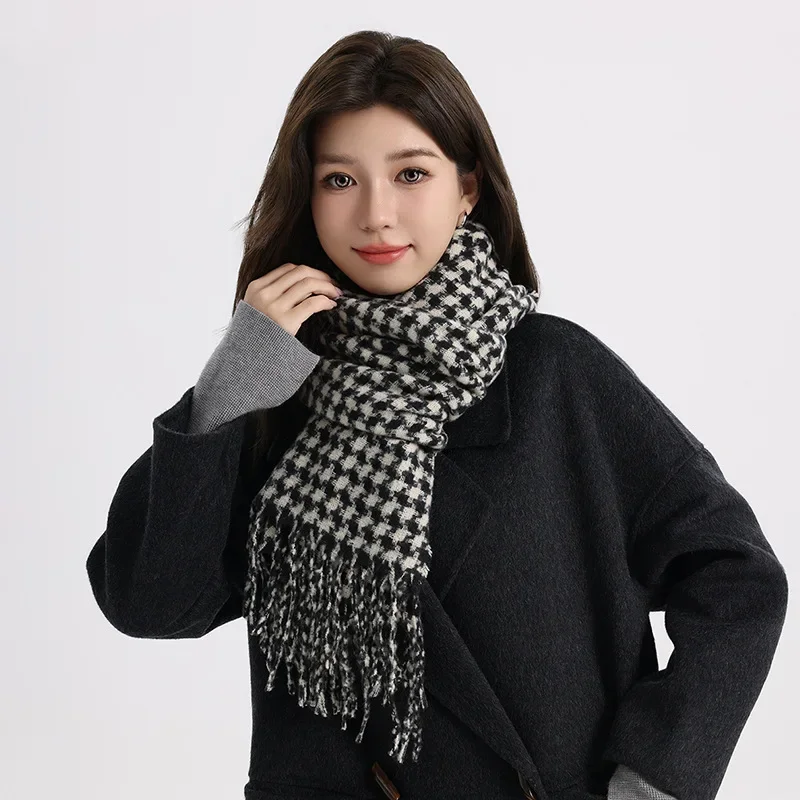 2024 Plaid Scarf For Women Winter Thickened Warm Scarf Decoration Winter Dress Couple Shawl Christmas Gift Birthday Gift