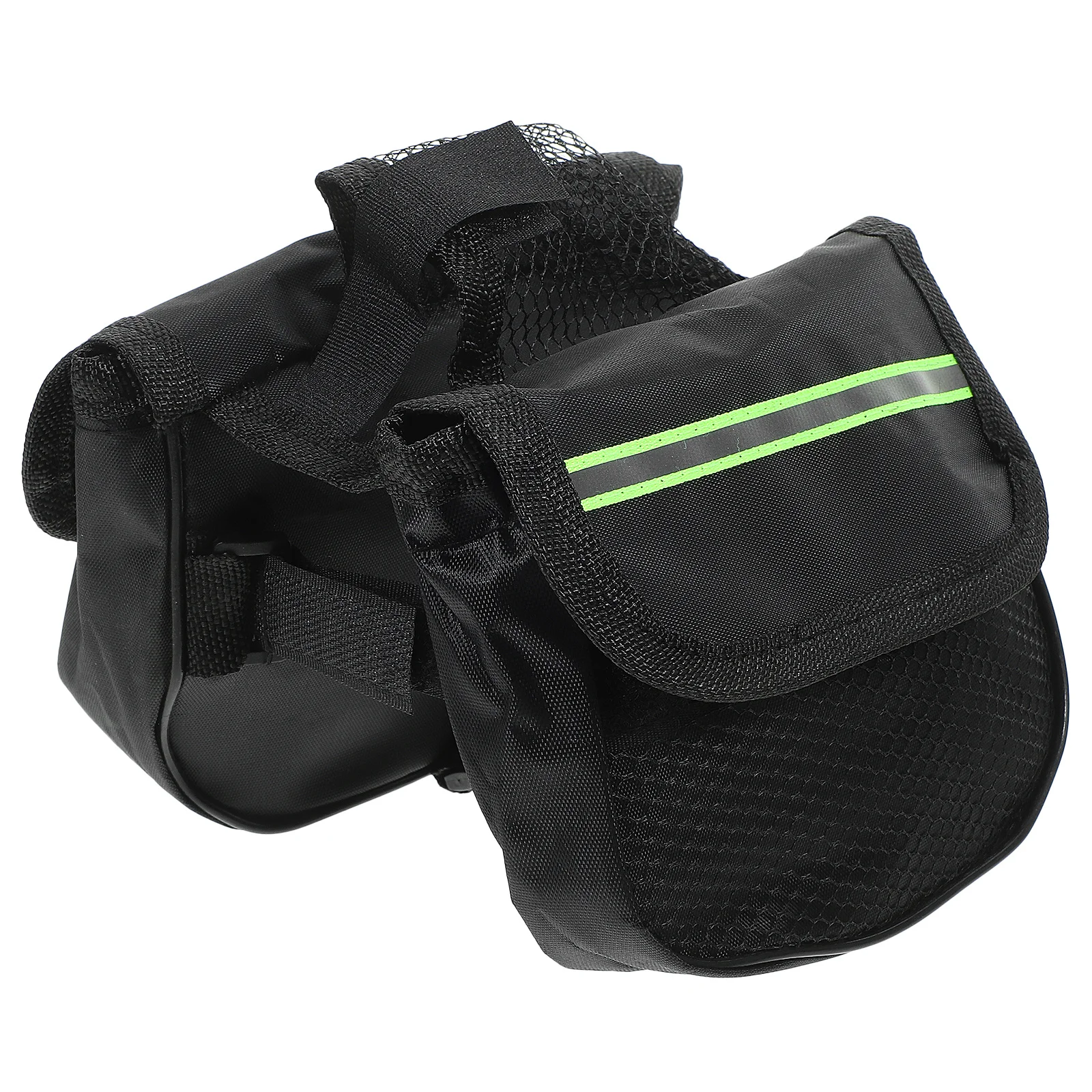 

Bicycle Bag Black Lightweight Durable Frame Pack Reflective Stripes For Road Bike Long Ride Storage Handlebar Case