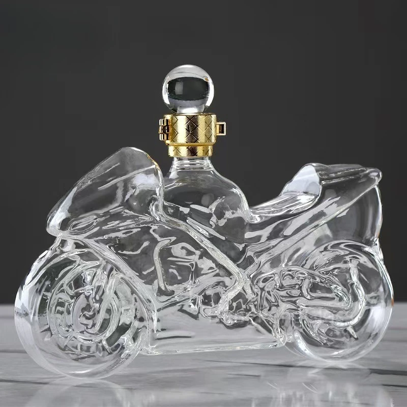

Hand Painted Motorcycle Liquor Infusion Bottle Borosilicate Glass Empty Alcohol Flask Unique Shape Decanter Set Wine Accessories