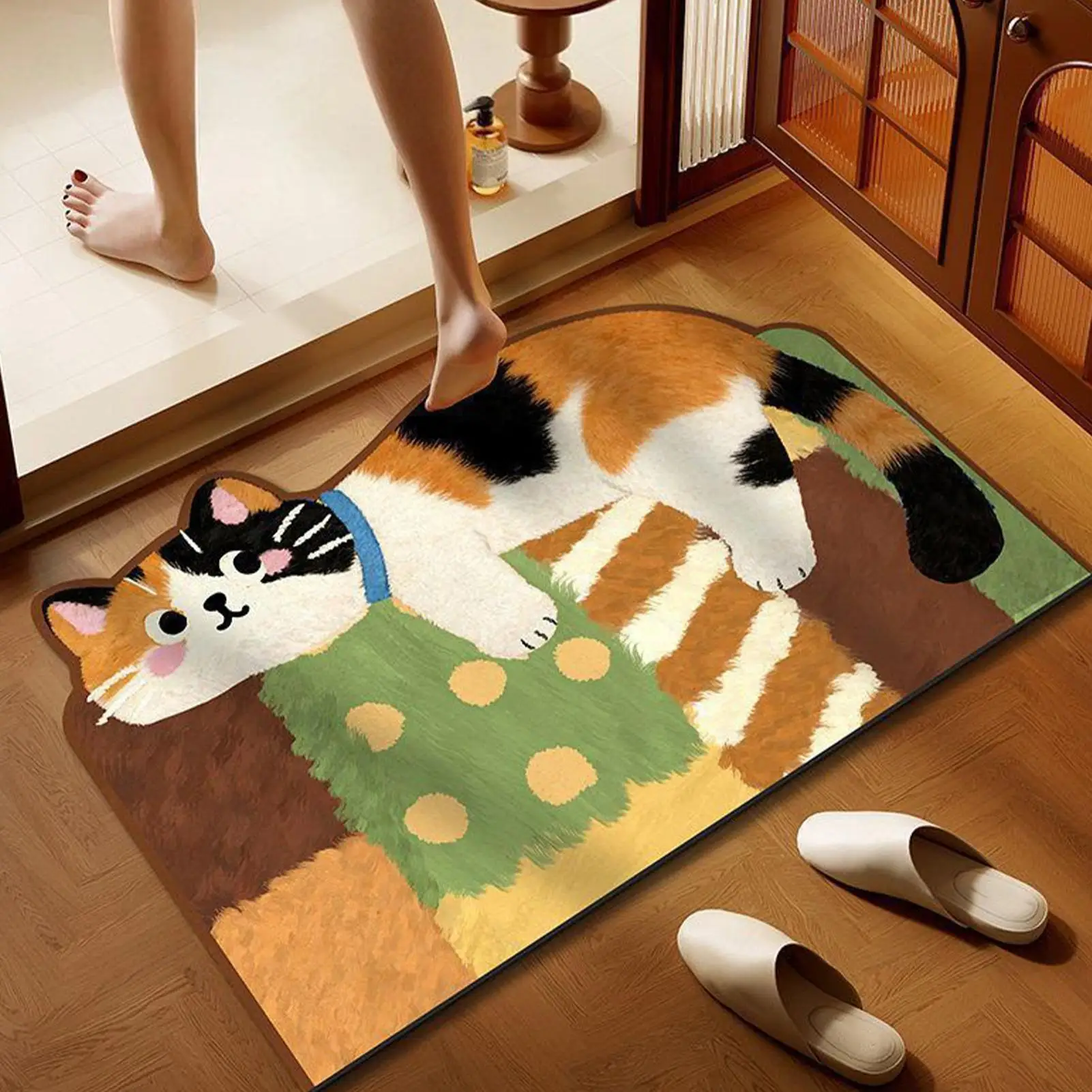 Bathroom Absorbent Floor Mats  home Rug Cute  Cat  Bathroom Quick Drying Mats Usage Non-slip Floor Mats Home Decoration