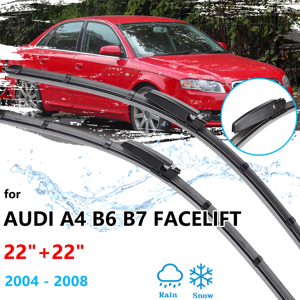 

2Pcs For Audi A4 B6 B7 8E 8H Facelift 2004 2005 2006 2007 2008 Front Wipers Blades Window Windshield Windscreen Car Accessories