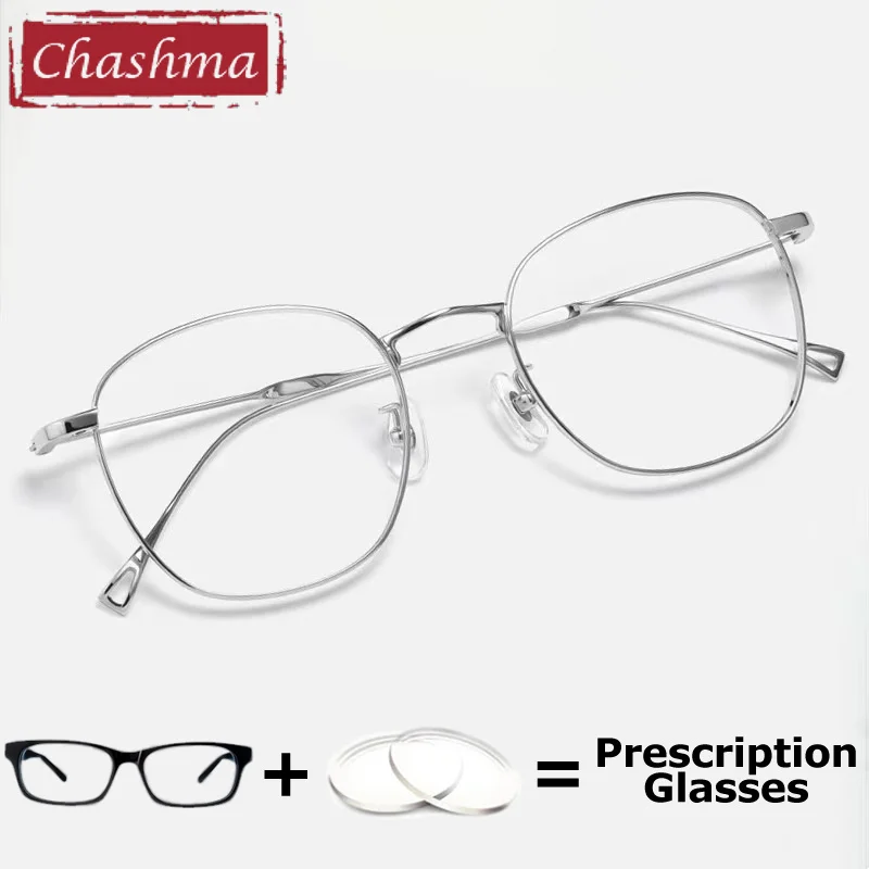 

Очки по рецепту Chashma из чистого титана для чтения, мужские ультралегкие модные оптические мультифокальные женские оправы для близорукости