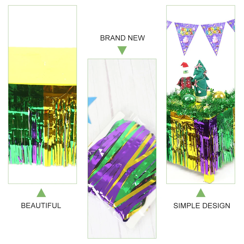 

2 Pcs Fringe Colorful Table Curtains Dining Room Decor Tassel Hangings Party Skirt