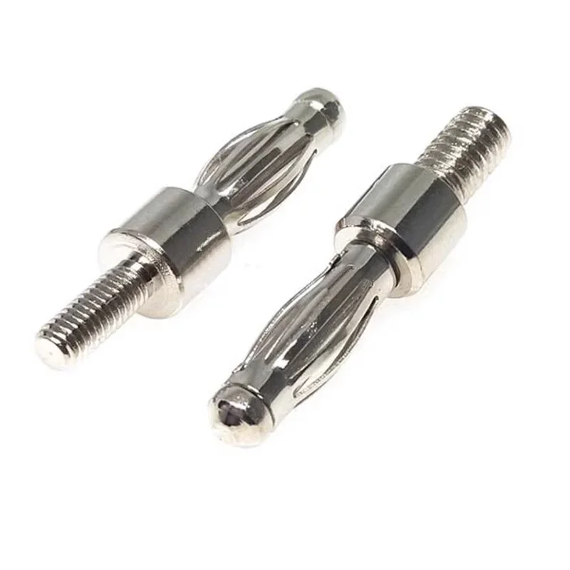 20PCS 4mm Banana Plug with Thread 3mm / 4mm for Panel Mount M3 / M4 Bolt Fitted Uninsulated Adaptor Connector Plugs