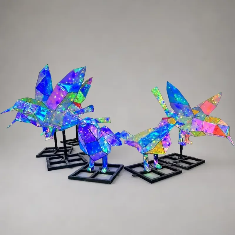 Realistic LED Geometric Bird Sculpture Colorful Animal Light for Indoor Outdoor Commercial Display Festival Home Decoration
