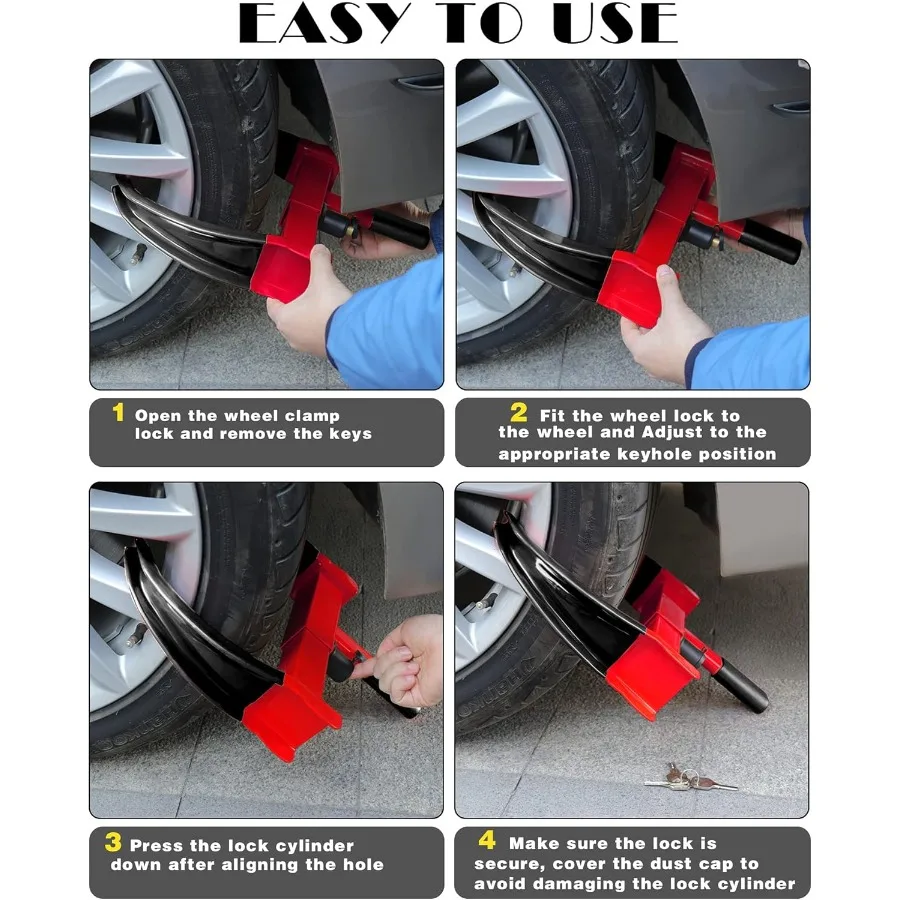 ล็อคล้ออเนกประสงค์ ล็อคล้อรถพ่วงรักษาความปลอดภัยสำหรับงานหนัก ล็อคล้อป้องกันการโจรกรรมสำหรับรถยนต์ SUV รถบ้านรถพ่วงรถจักรยานยนต์ ยอดเยี่ยม