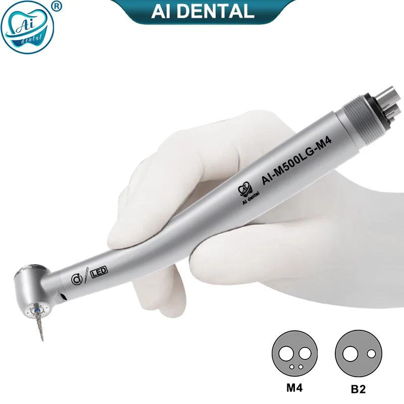 Dental high speed handpiece AI-M500LG-M4/B2 miniature head air turbine hand piece 2 or 4 holes clinic equipments with DynaLED