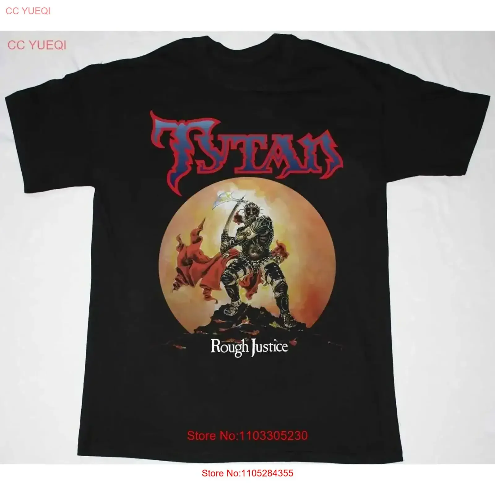 ROUGH JUSTICE Tytan Band T Shirt Black S 2345XL ND761 vintage Washed streetwear Comfortable designer clothes Casual homme