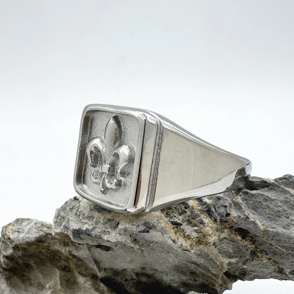 New Iris Flower Solid Ring 316L Stainless Steel Jewelry Punk Polishing Spear Ring Size 6-12