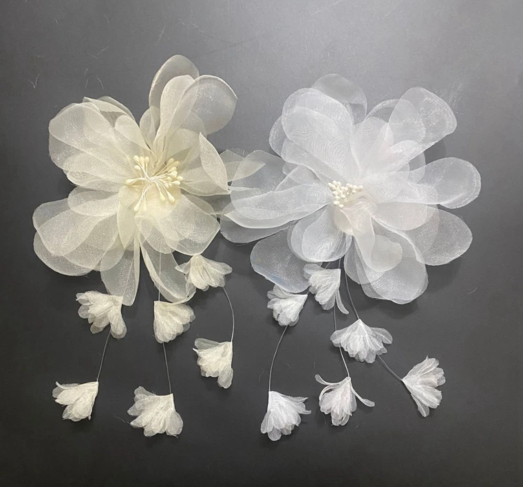 4 piece Three-dimensional organza lace DIY handmade flower clothing accessories decorative flower ballet doll dance skirt