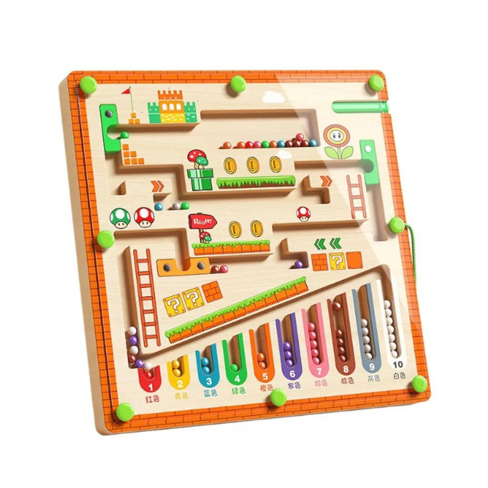 Pelota para caminar para niños, laberinto con números magnéticos, entrenamiento de atención, iluminación Digital, clasificación de colores, coordinación mano-ojo de madera