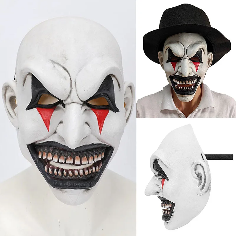 

Movie Joker Mask Cosplay Horror Clown Latex Helmet Black Hat Halloween Carnival Purim Party Costume Props Gifts Party Masquerade