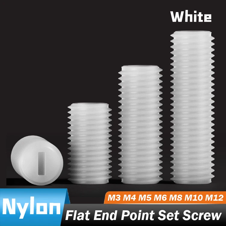 

Nylon White Plastic M3 ~ M12 Insulated No less Grub Bolt Slotted Flat End Point Set Screw Length 5-50mm