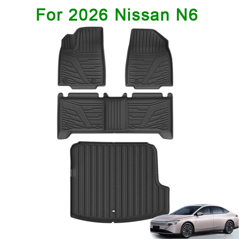 TPE Floor Mats & Cargo Liners for 2026 Nissan N6, All Weather Anti-Slip Trunk Mats Left Hand Drive Foot Mats