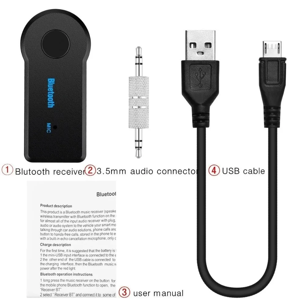 3.5mm Wireless Car Adapter AUX Audio Stereo Music Vehicle Receiver Microphone Receiver Consumer Electronics Accessory