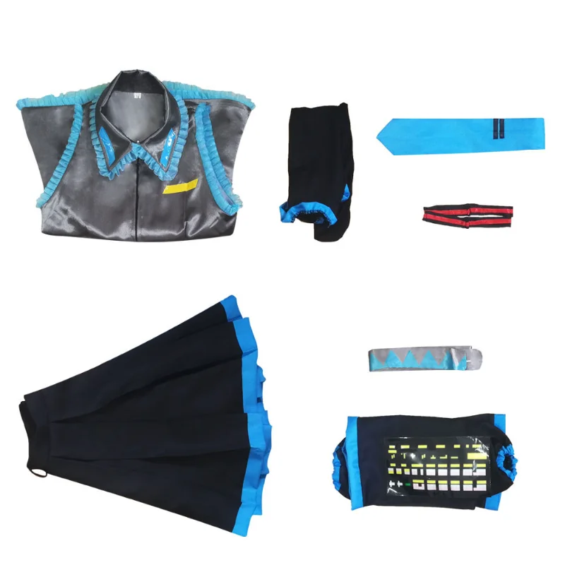 애니메이션 캐릭터 공연 의상 하츠네 애니메이션 의상 코스프레 의상 스커트 같은 스타일의 의상 가발 할로윈 카니발 파티 의상