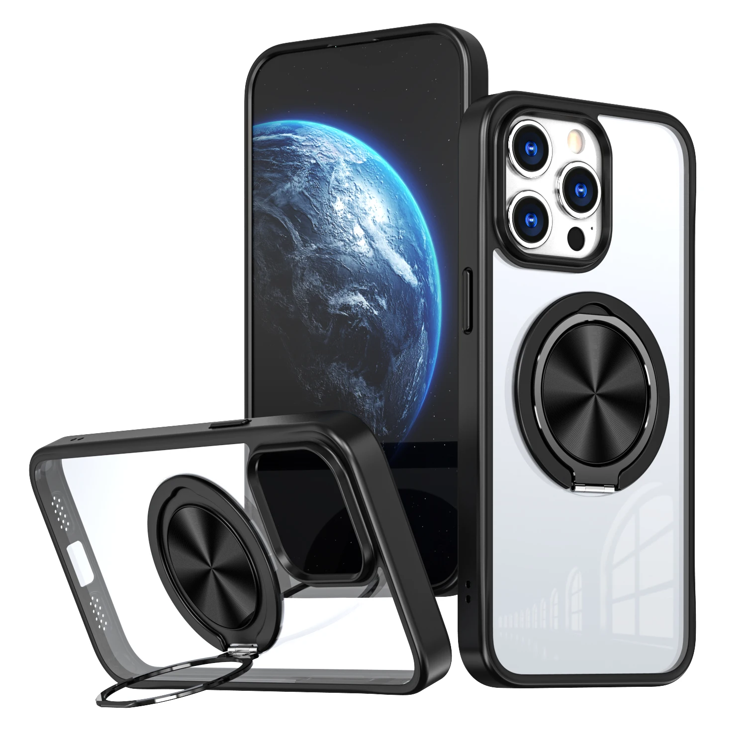 HARUINO Magnetic Case for iPhone 15 Pro Max Case -360 ° Rotatable Stress Relief Ring Stand Fall Protection Cover