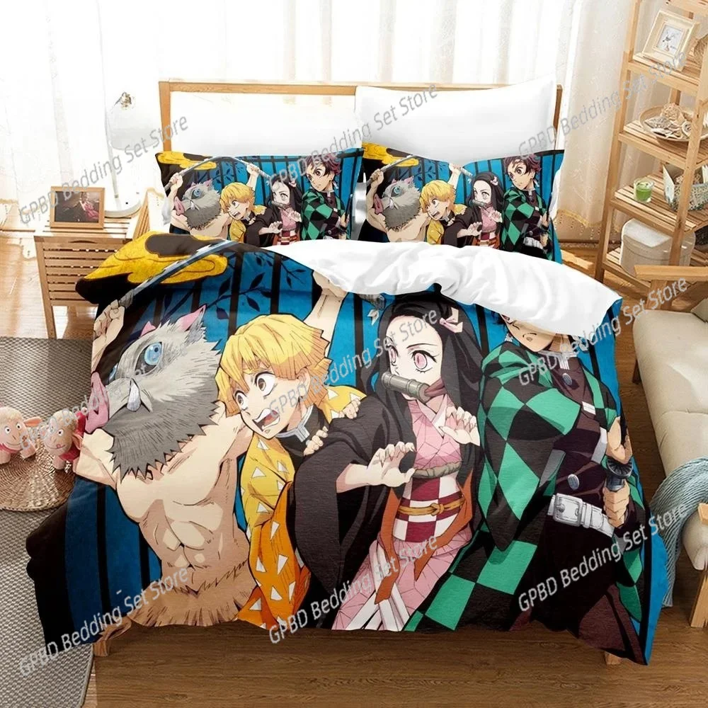 

Fashion Anime Demon Slayer Bedding Set Single Twin Full Queen King Size Bed Set Adult Kid Bedroom Duvet cover Set Home Textiles