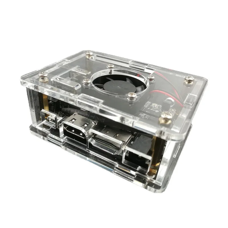 Carcasa acrílica para placa de desarrollo Orange Pi Lite/Lite 2, carcasa para placa base Orange PI H3 con disipador de calor de ventilador