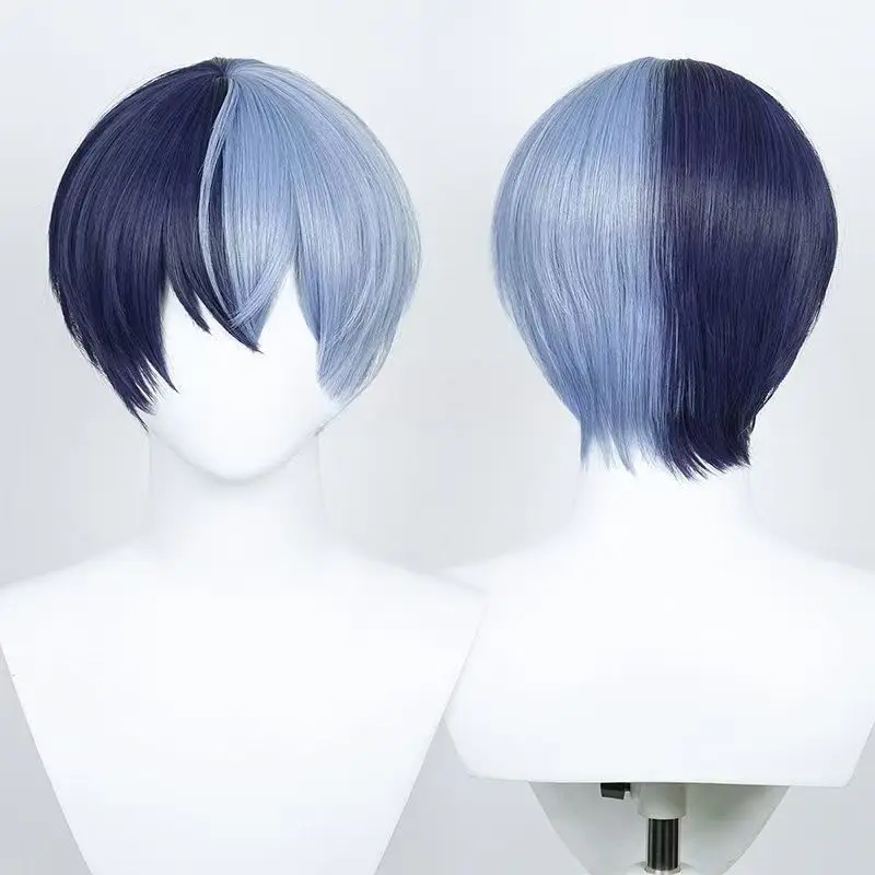 Aoyagi Toya Cosplay Wig Short Hair with Simulated Scalp Top Rose Net Inner Cap Heat Resistant Synthetic Fiber Wig for Halloween