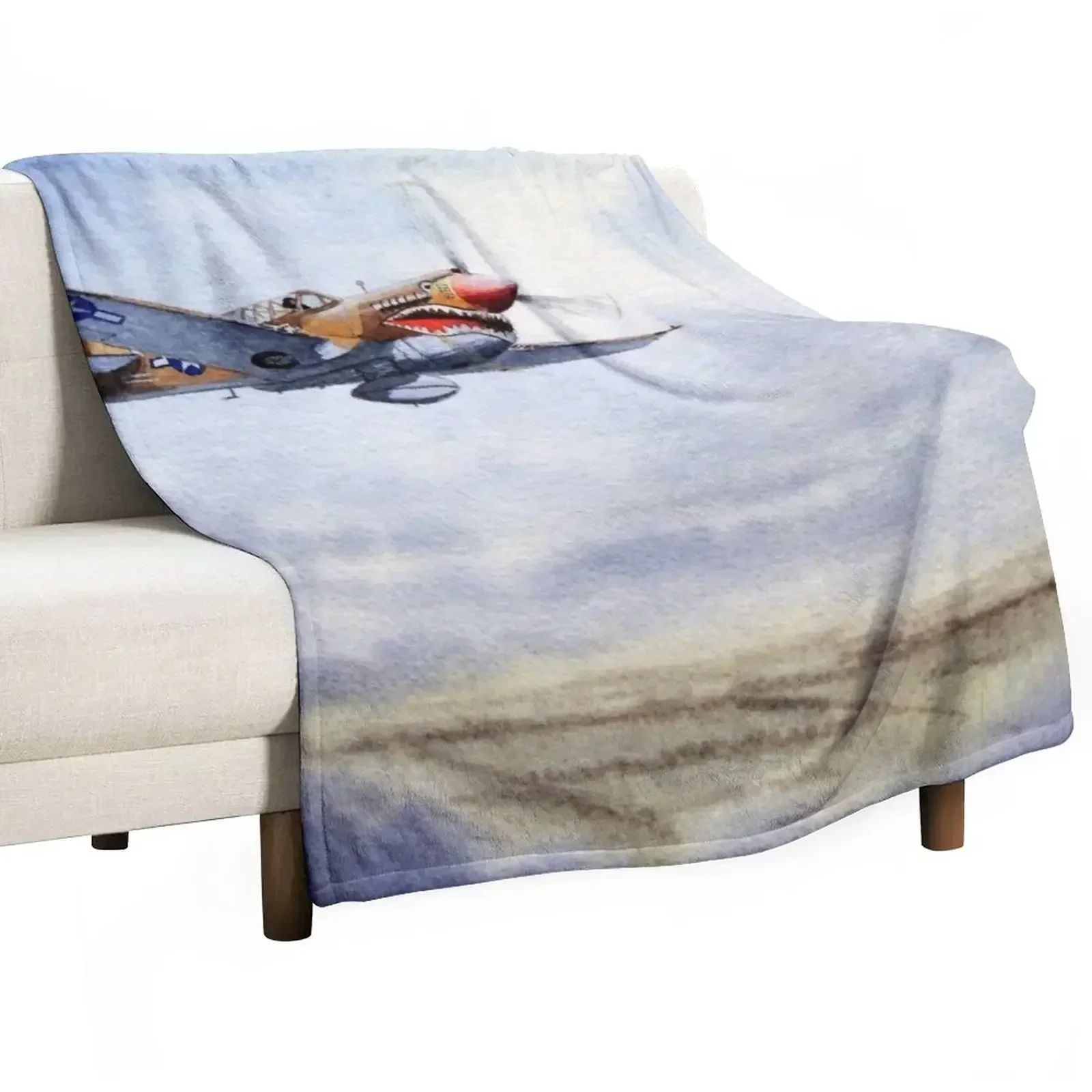 

P-40 Warhawk Aircraft Throw Blanket Spring Fall Cozy Throw Blanket for Couch