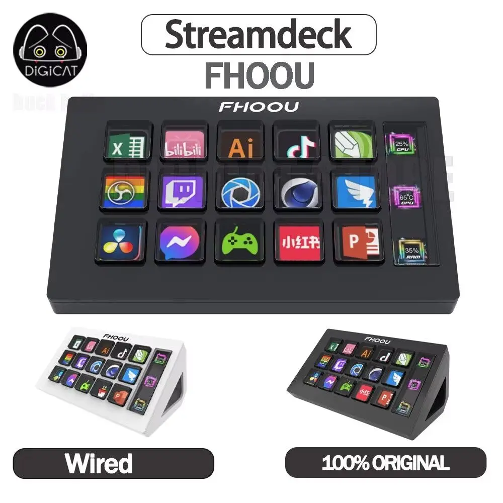 StreamDeck 미니 비주얼 키보드, LCD 단추, 15 키, 라이브 컨텐츠 제작 컨트롤러, 사용자 정의 단추, 윈도우, 맥OS, 크라이보드 선물