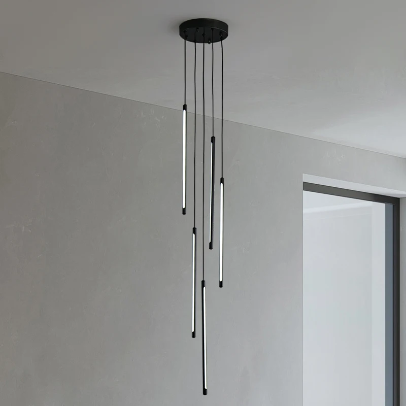 Plafonnier tubulaire en métal en forme de spirale, design minimaliste, idéal pour un salon, une salle à manger ou des escaliers