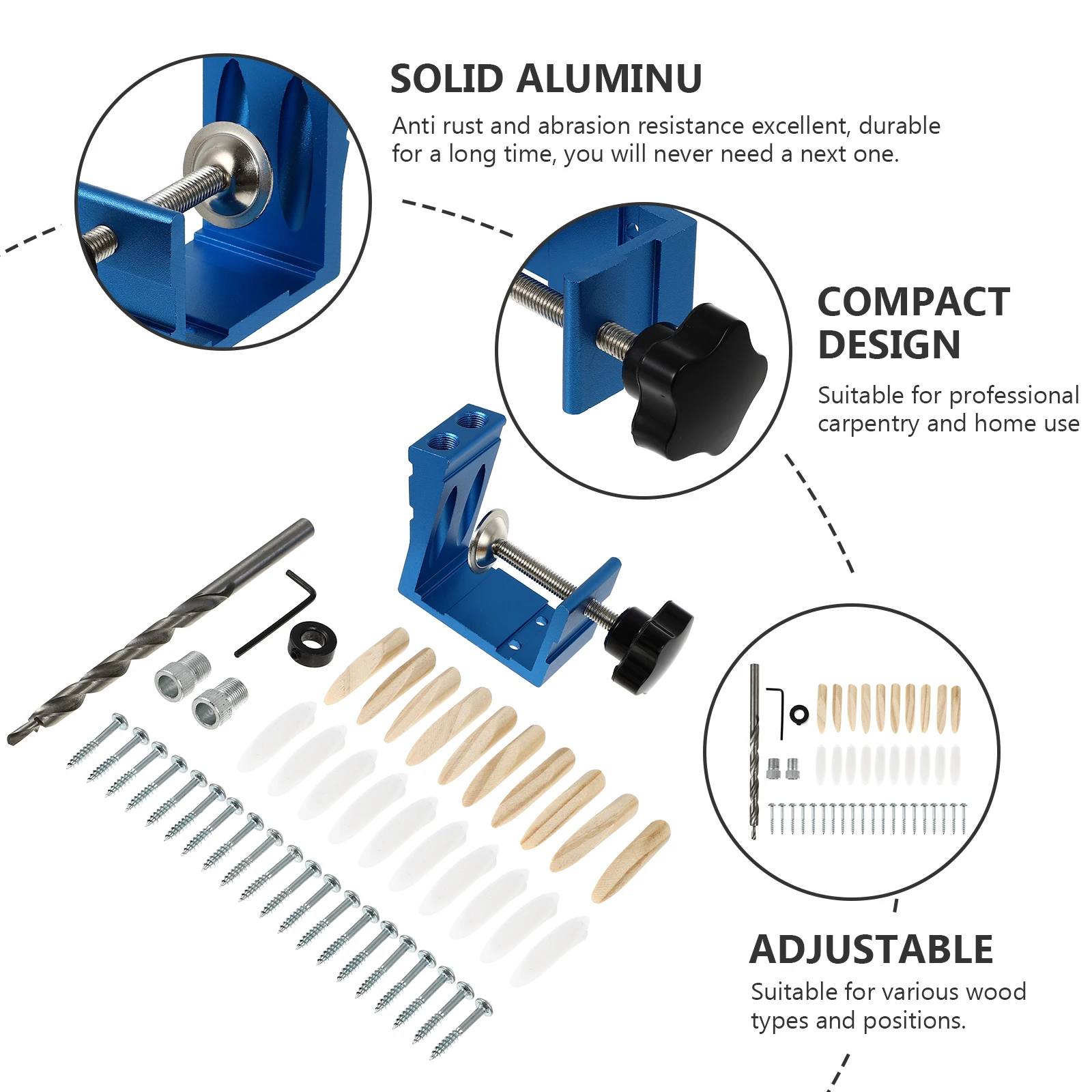 

Aluminum Alloy Angle Drilling Guide Tool Hole Puncher Locator Blue Color Drill Bit Adjustable for Carpentry DIY Projects
