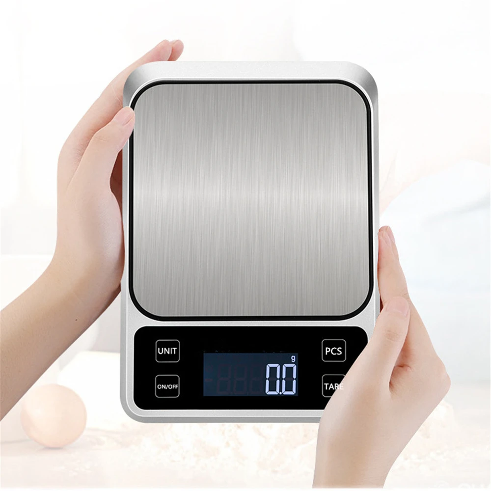 Kitchen Scale 10/5KG Weighing Food Balance USB Charge Digital Scale 1/0.1g Stainless Steel Baking Measure Tools g/oz/lb/tl/kg/ml