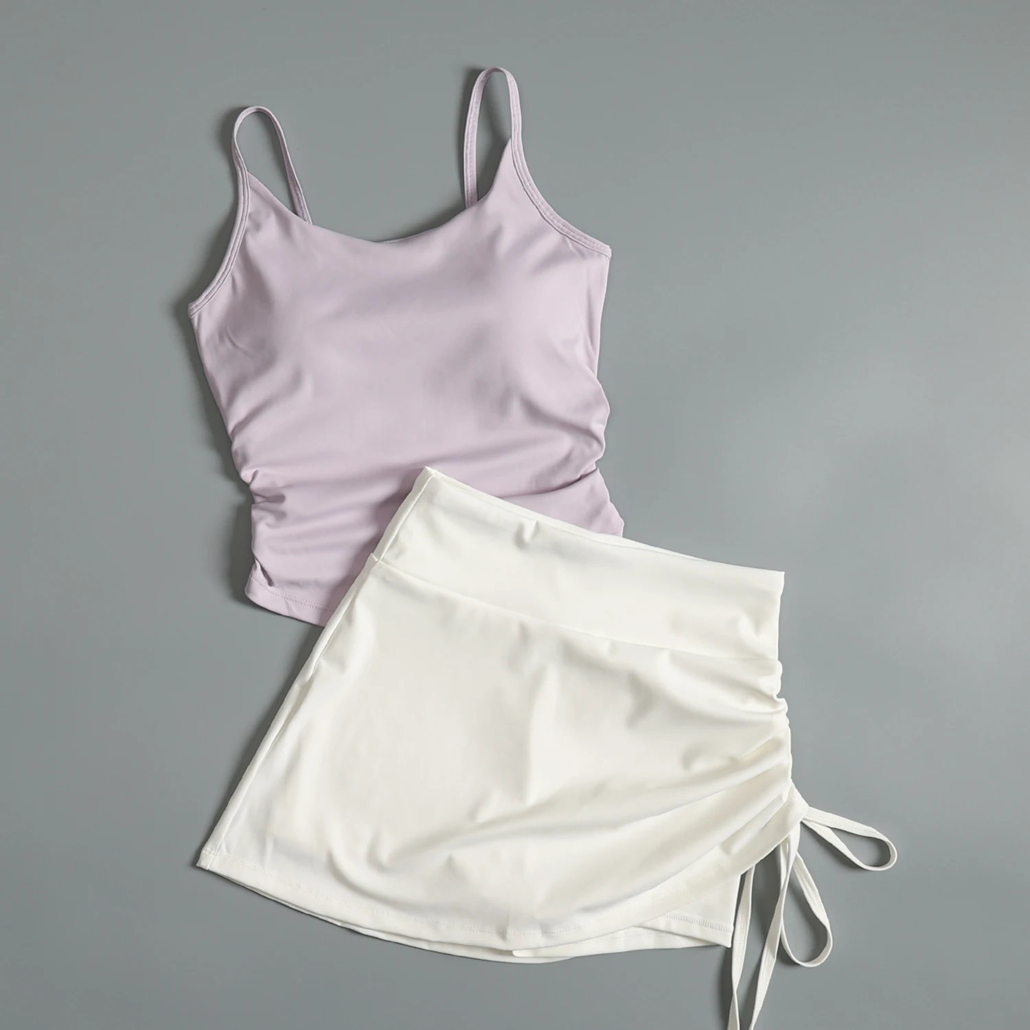 

Yoga fitness suit for women in summer beauty back sling running and hiding vest anti-exposure sports tennis skirt