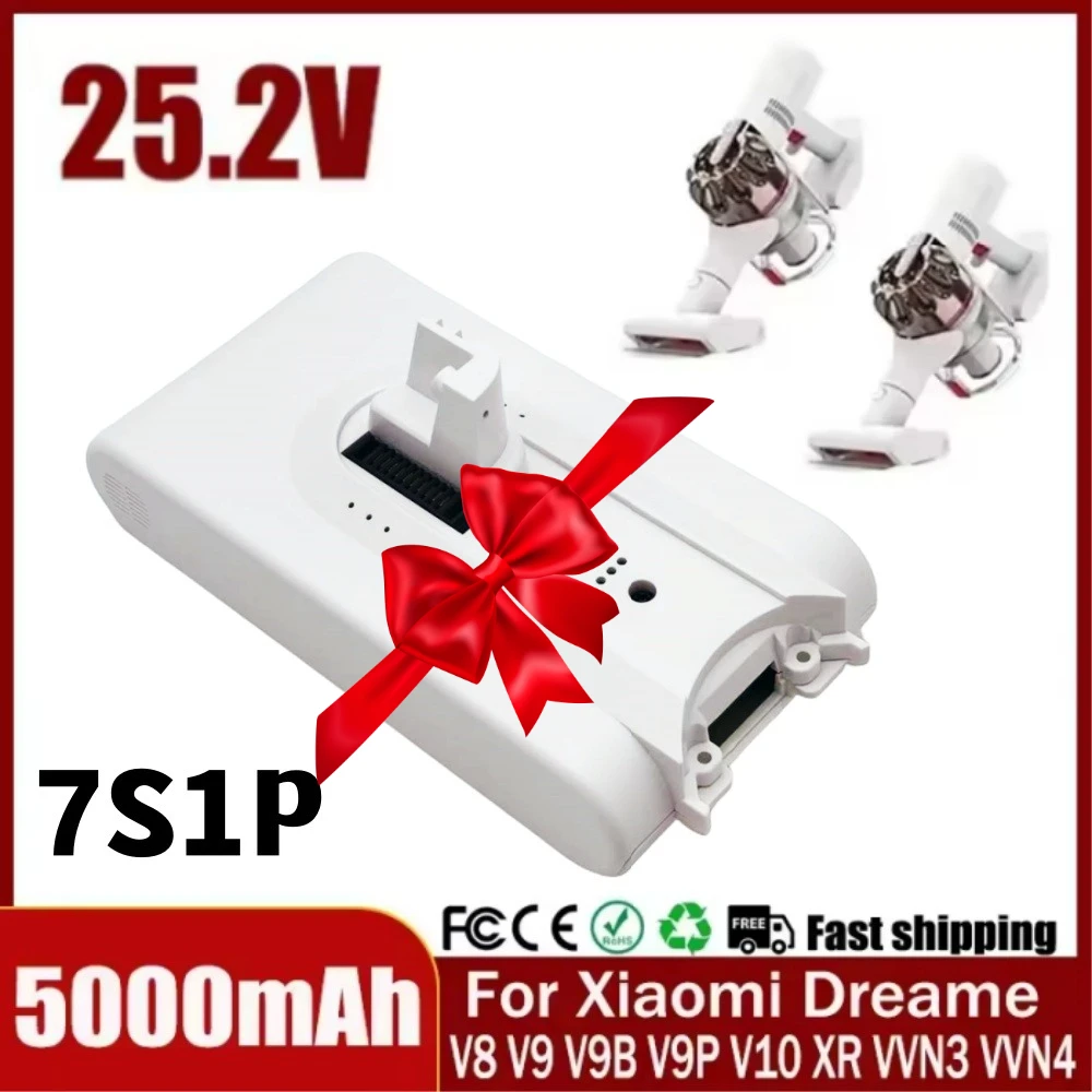 

For Xiaomi Dreame V8/V9/V9P/V10/XR/VVN3/VVN4 Vacuum Cleaner Replacement Battery - New upgrade 25.2V 5000mAh Lithium Ion battery