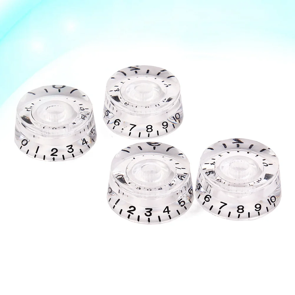 4 قطعة الغيتار الكهربائي حجم لهجة التحكم المقابض مجموعة قسط البلاستيك استبدال الروتاري مرقمة الغيتار أجزاء التحكم المقابض #4