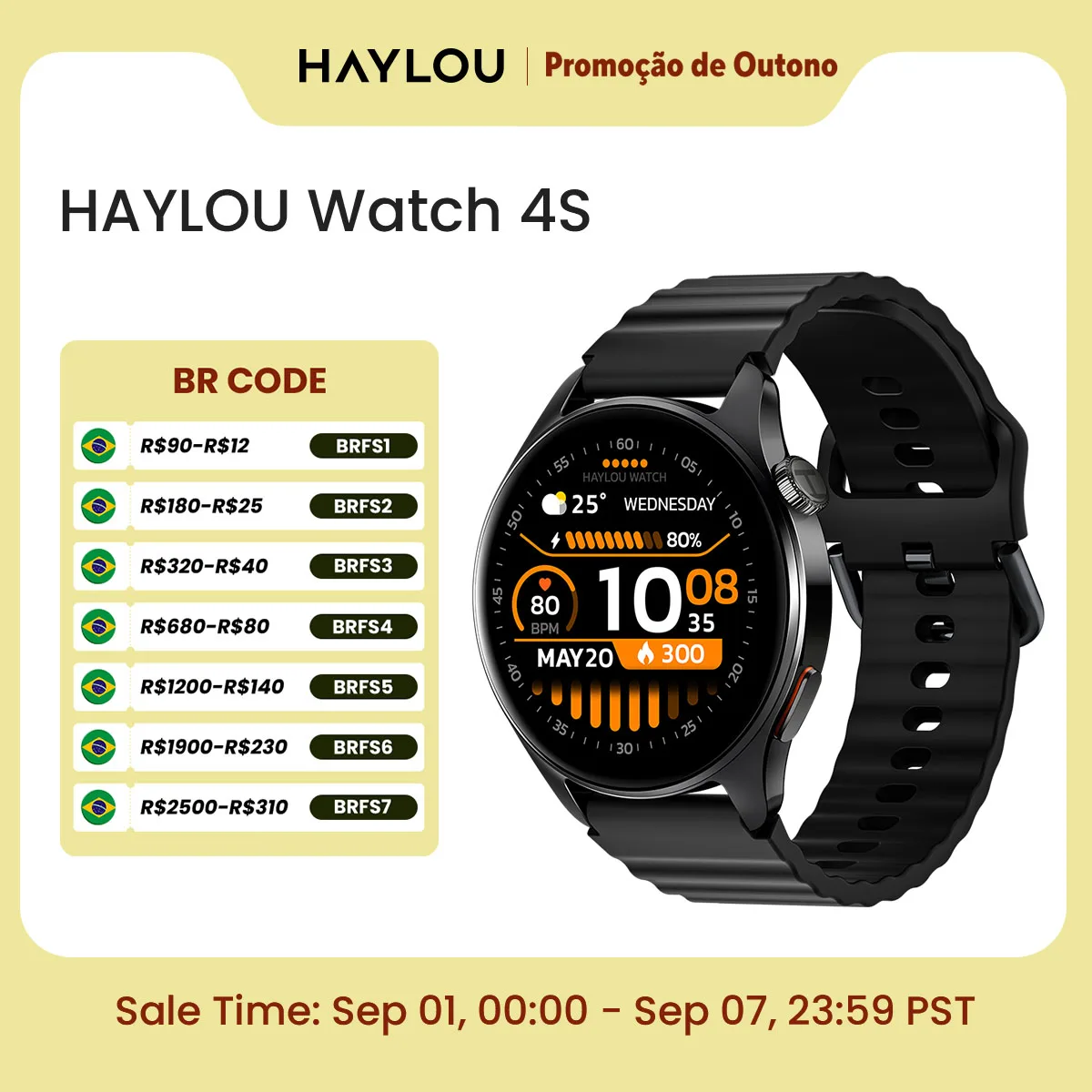 Haylou 4S GPS Smartwatch AMOLED 1.43" Fitness