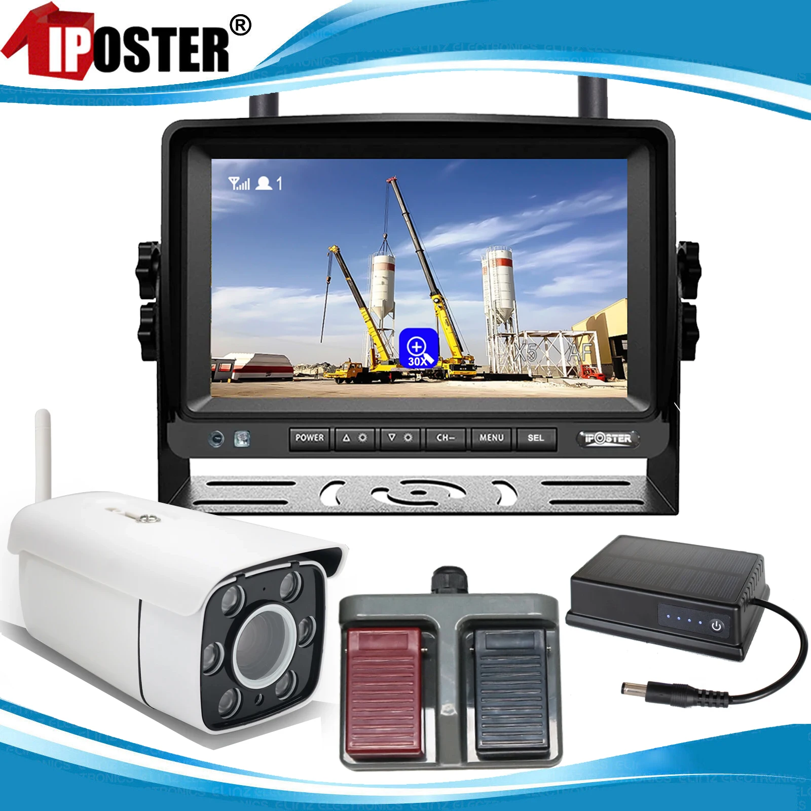 

iPoster 7 inch IPS Screen DVR Monitor 1080P 30x Optical Zoom Wireless Camera Hitch For crane/tower crane/forklift/Trailer/Truck