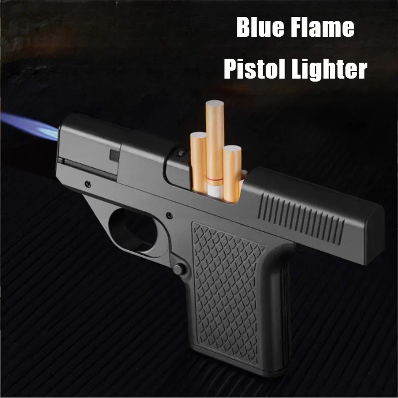 

New Cigar Igniter Pistol Gun Type Lighter Windproof Inflatable Cigarette Lighters & Smoking Accessorie Cigarette Case Open Flame