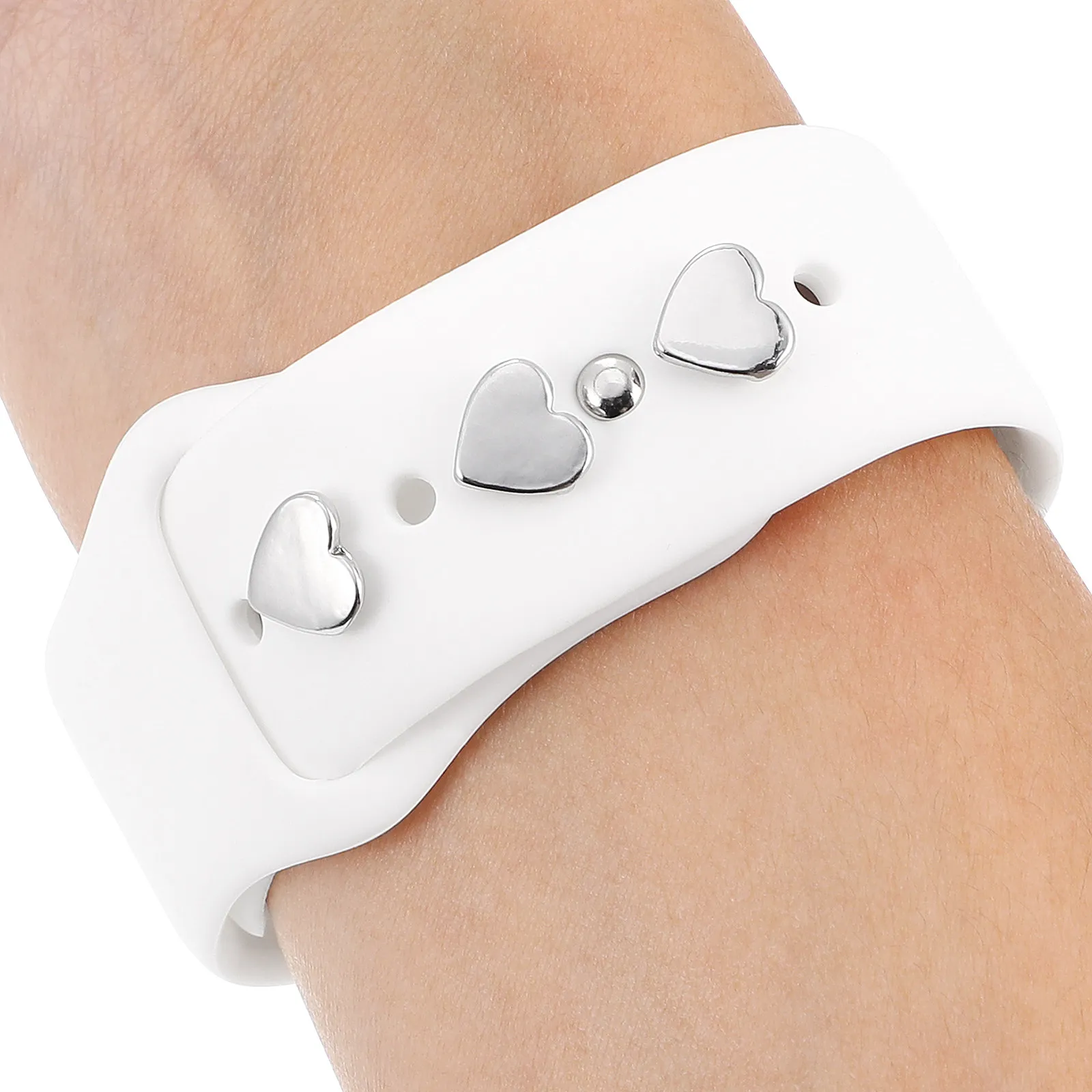5Pcs Premium Alloy Heart Watchband Decorative Nails Watch Belt Charms Stylish Elegant Personalized Watch Strap Decorations