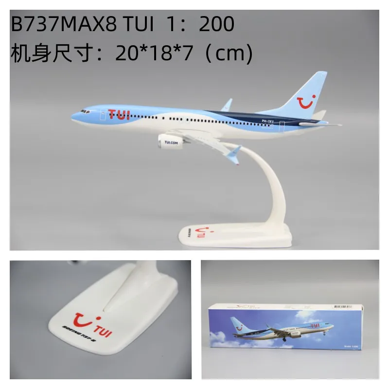 

1:200 Scale B737 B737MAX8 TUI ABS Plastic Airplane Model Toys Aircraft Plane Model Toy Assembly for Collection